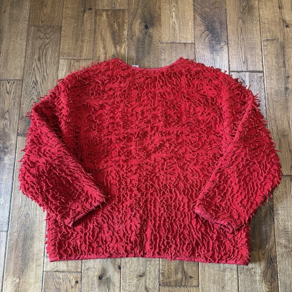 VTG Shag Fringe New Directions Red Button Front Jacket Blazer Retro 80s Sz XL - Picture 6 of 6